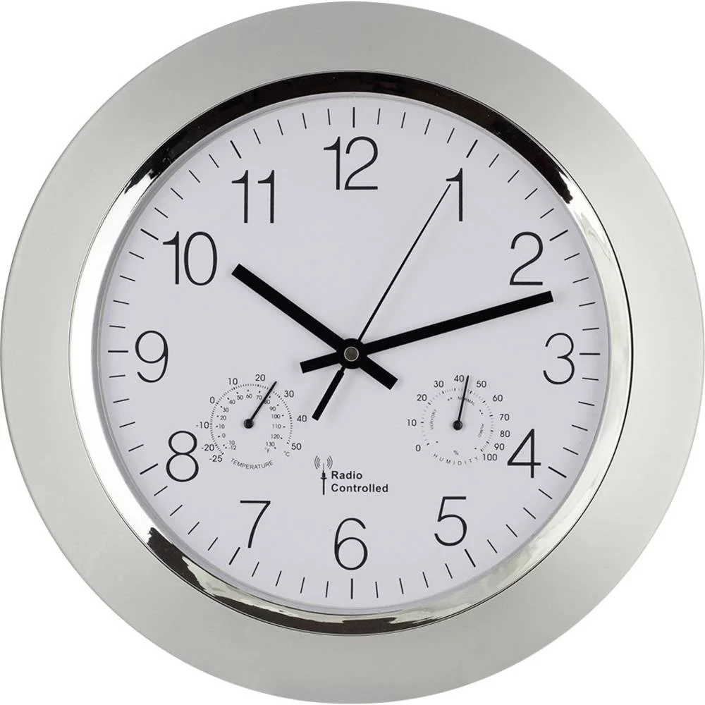 EUROTIME 56004 radijski zidni sat 34 cm x 5 cm srebrna slika