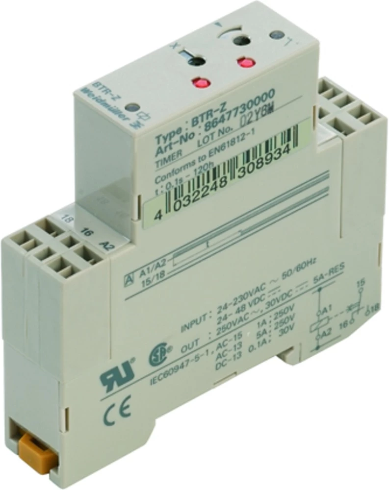 Vremenski relej, jednofunkcijski TIMER BTR-Z Weidmüller vremensko područje: 0.1 s - 120 h 1 izmjenjivač 10 komada slika