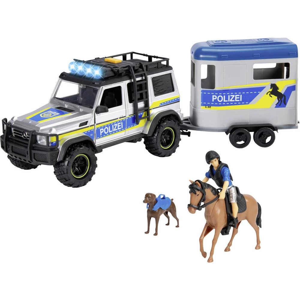 Dickie Toys Mercedes Benz Policijska prikolica za konje gotovi model model vozila za hitne slučajeve slika