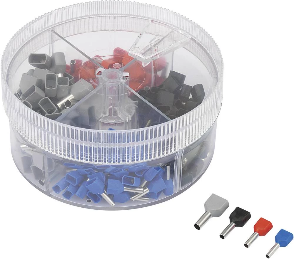 Asortiman dvostruka kabelskih stopica 0.705 mm&sup2; 2.50 mm&sup2; Plava boja, Crvena, Crna, Siva TRU COMPONENTS 739988 200 ST slika