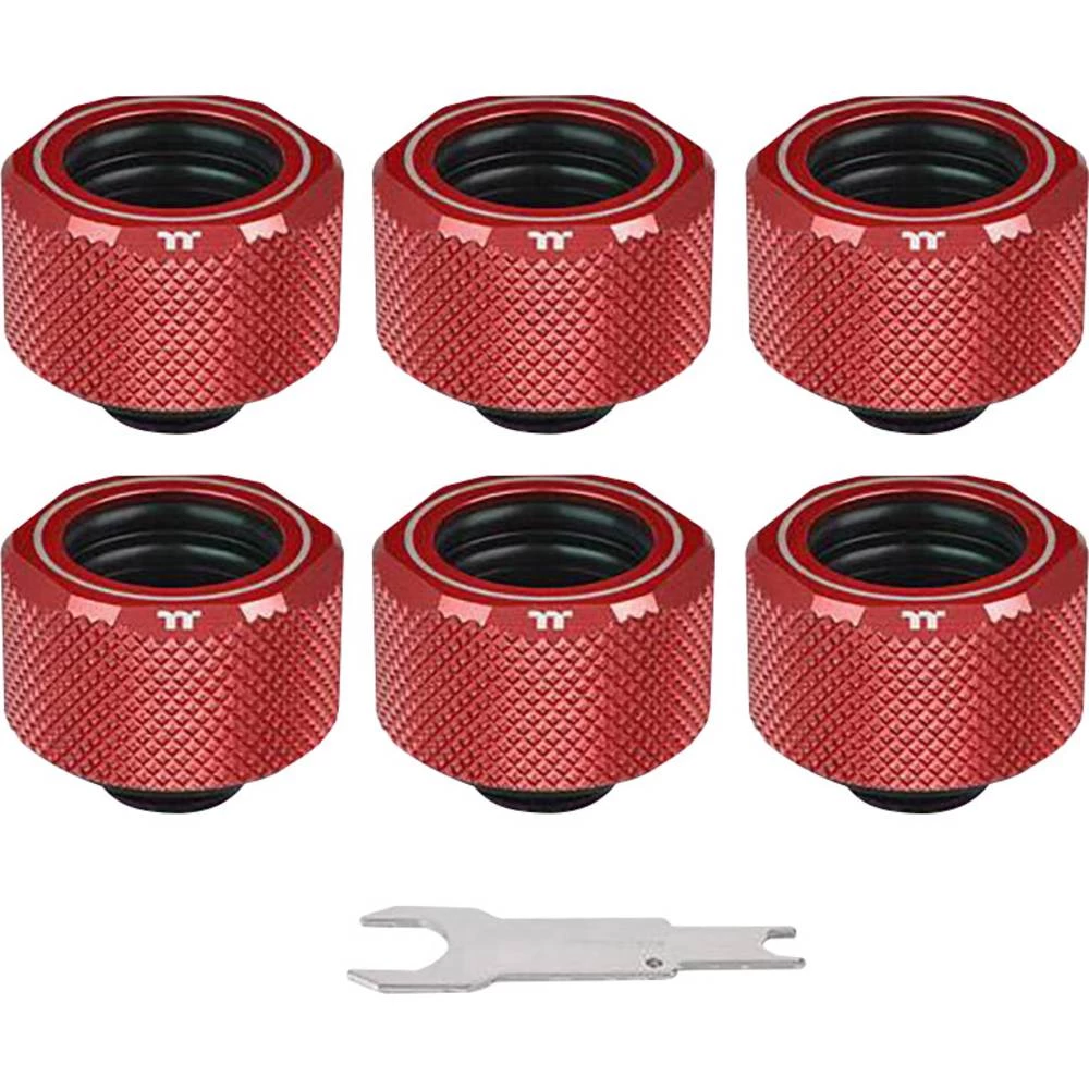 Priključak za vodeno hlađenje Thermaltake Pacific C-PRO G1/4 PETG Tube 16mm OD Compression &ndash; Red (6-Pack Fittings) slika