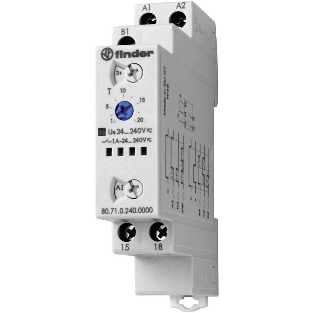 Finder 80.71.0.240.0000 Vremenski relej Višefunkcijski 10 ST ATT.FX.TIME-RANGE: 0.1 s - 24 h 1 zatvarač slika