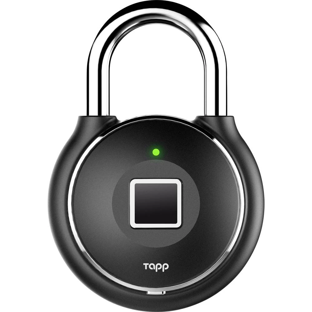 Lokot 56 mm Bluetooth Tapplock Tapplock one plus - midnight black Ponoćno crna Zaključavanje otiskom prsta, Bluetooth lokot slika