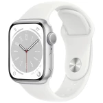 Apple Watch Series 8 GPS 41 mm srebrno aluminijsko kućište s bijelim sportskim remenčićem - regularno Apple Watch Series 8 GPS 41 mm kućište od aluminija srebrna sportska narukvica bijela