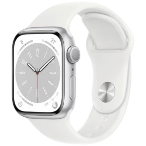 Apple Watch Series 8 GPS 41 mm srebrno aluminijsko kućište s bijelim sportskim remenčićem - regularno Apple Watch Series 8 GPS 41 mm kućište od aluminija srebrna sportska narukvica bijela slika