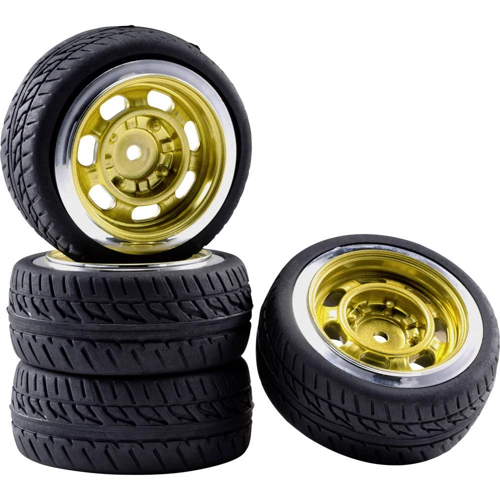 Reely 1:10 Cestovni model Kompletni kotači Racing Retro Zlatna (metalik) 4 ST slika