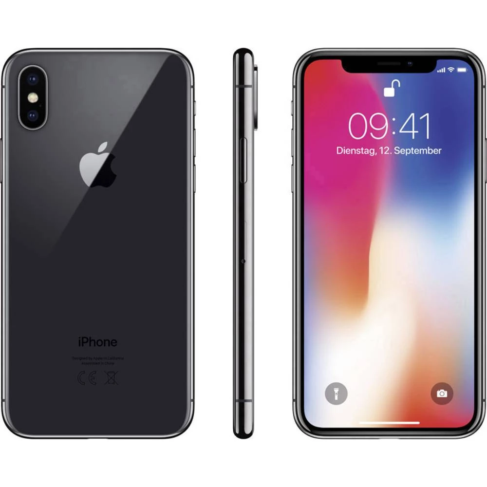 Apple iPhone x obnovljeno (stupanj A) 64 GB 5.8 palac (14.7 cm)  iOS 11 12 Megapixel svemirsko-siva slika