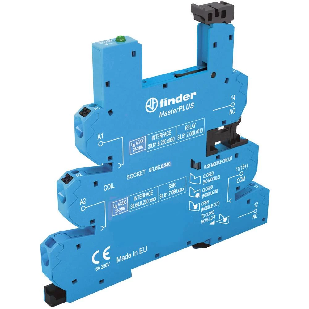 Finder 93.66.0.240 Podnožje releja S ručkom za držanje, S led, S EMC sklopom za uklnjanje smetnji 10 ST Pogodno za seriju: Finde slika