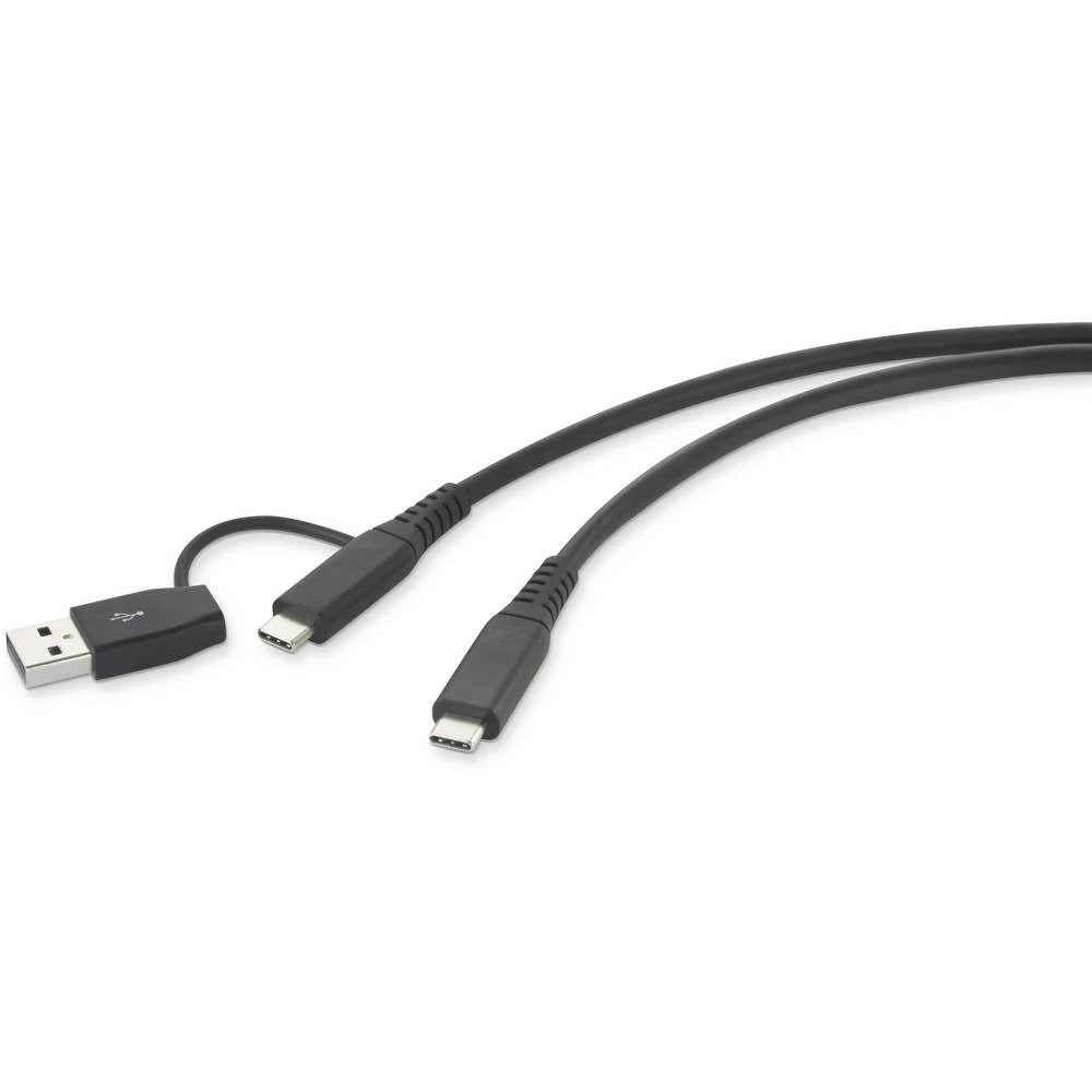 Renkforce    USB kabel    USB 3.2 gen.2 (USB 3.1 gen.2)    USB-C™ utikač, USB-A utikač    1.00 m    crna    okrugli slika