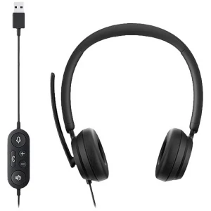 Microsoft I6N-00010 računalo On Ear Headset žičani stereo crna poništavanje buke kontrola glasnoće, utišavanje mikrofona slika
