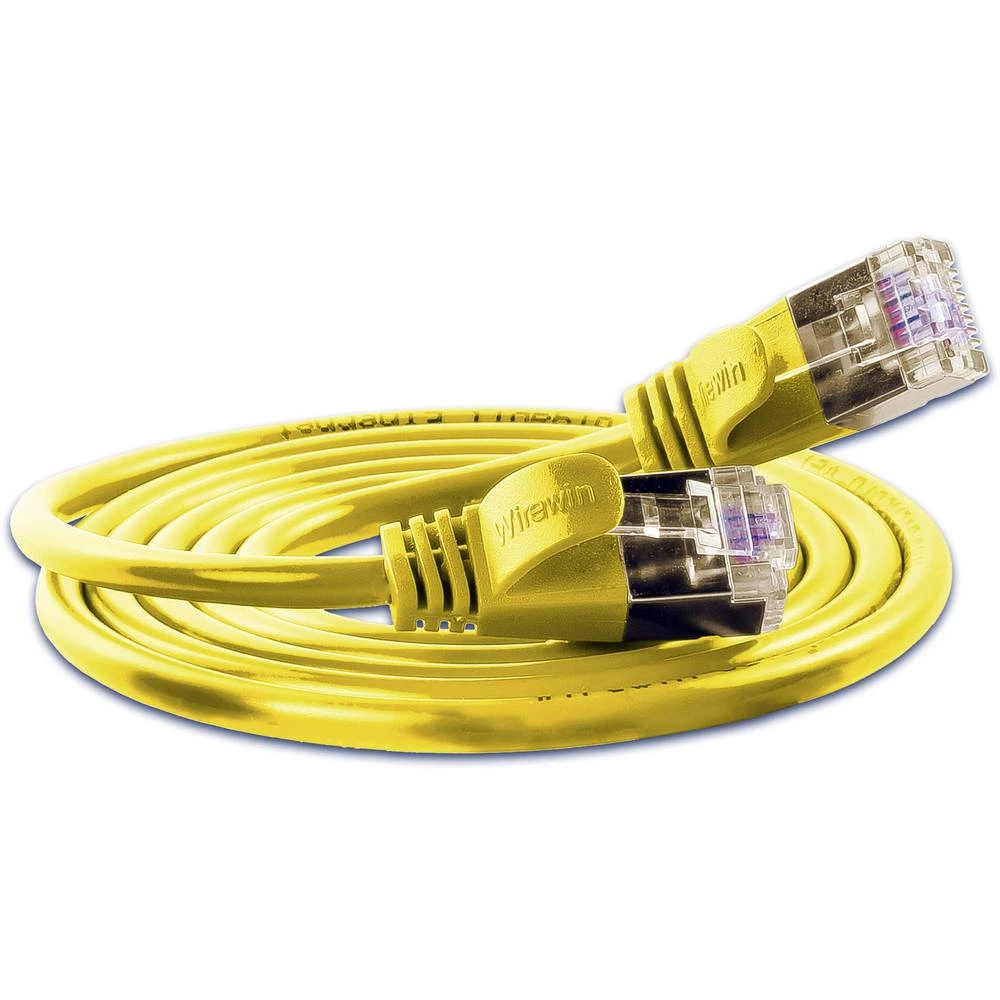 LAN (RJ45) Mreža Priključni kabel CAT 6 U/FTP 1 m Žuta Slim Wirewin slika