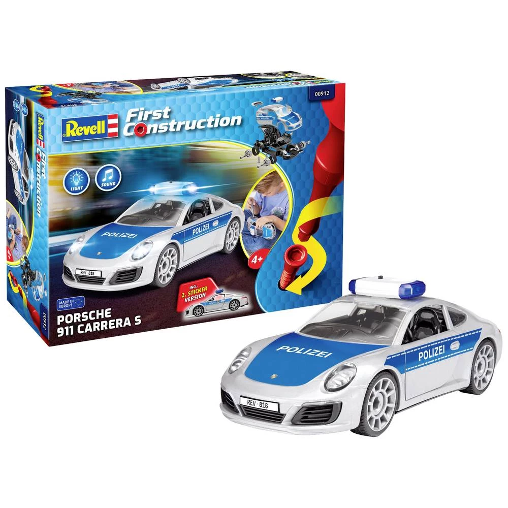 Revell 00912 First-Construction Porsche Polizeiauto mit Licht & Sound model automobila za sastavljanje slika