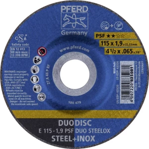 PFERD 62011630 E 115-1,9 PSF DUO STEELOX ploča za grubu obradu s glavom 115 mm 22.23 mm 10 St. slika