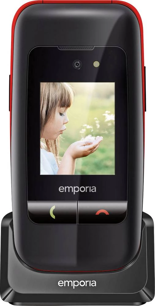 Emporia V200 Senior preklopni telefon Stanica za punjenje, SOS ključ Crna slika