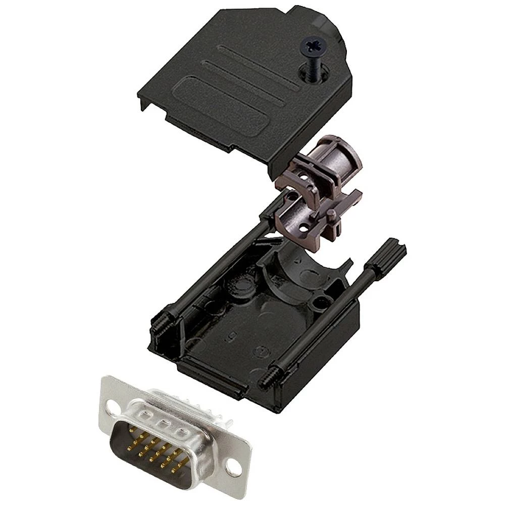 Komplet D-SUB pinskih konektora 180 ° Broj polova: 15 Lemni kup encitech DTZK09-BK-HDP15-W-K 1 ST slika