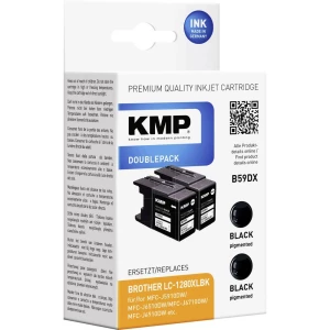 KMP patrona tinte zamijena Brother LC-1280, LC1280XLBKBP2DR, LC-1280XLBK kompatibilan 2-dijelno pakiranje crn 1524,4021 slika