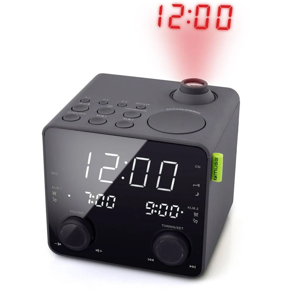 UKW Radio budilica Muse M189P AUX, USB Funkcija punjenja baterije Crna slika