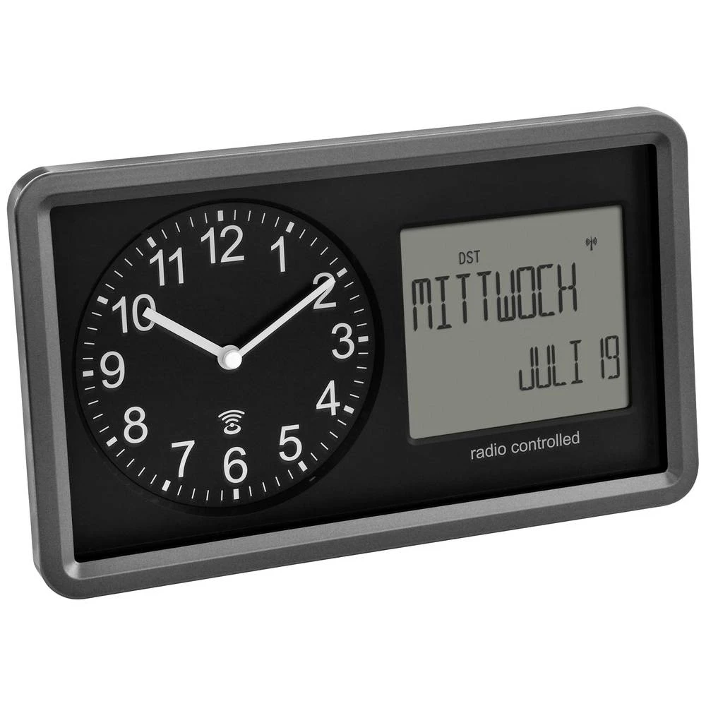 TFA Dostmann 60.3552.01 radijski radijsko kontrolirani sat 254 mm x 44 mm x 152 mm crna slika
