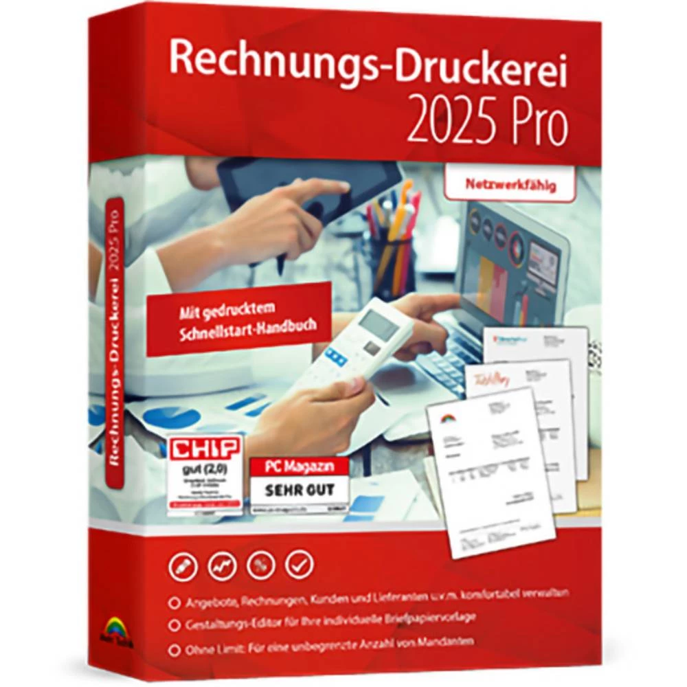 Markt & Technik Rechnungsdruckerei 2025 PRO puna verzija 1 licenca Windows trgovački softver slika