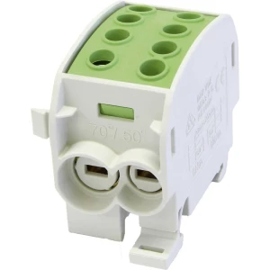 HoraeTec 080310-2-3 odvojna stezaljka za glavni vod mjed, PA svijetlosiva (RAL 7035), žuta, zelena 1-polni 160 A 690 V Vrsta provodnika = PE slika