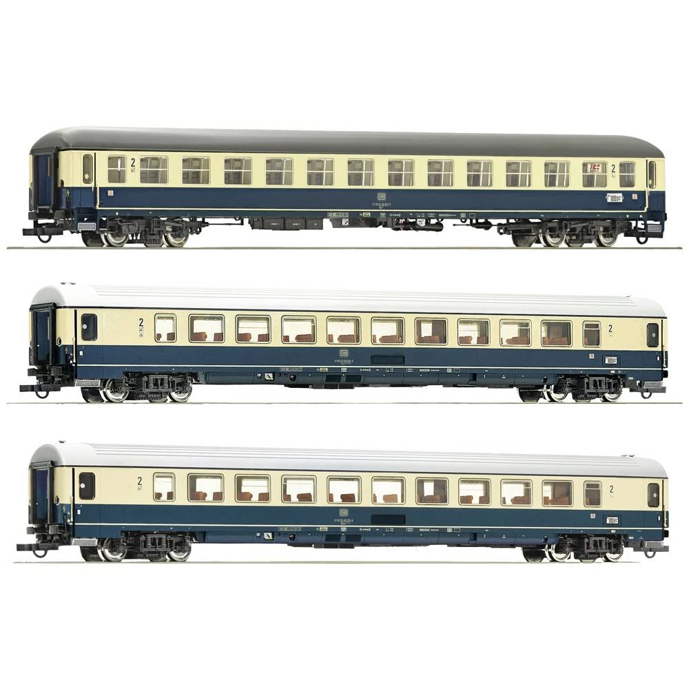 Roco 74035 H0 komplet od 3 osobna automobila EC 24 "Erasmus" DB 2. klasa tip Bm 235, 2. klasa tip Bpmz 291.5, 2. klasa tip Bpmz 291.3 slika