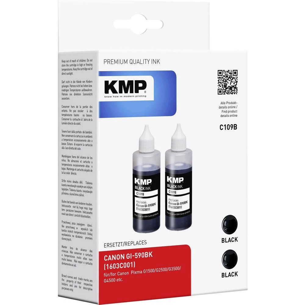 KMP Tinta za punjenje Zamijena Canon GI-590BK Kompatibilan Crn C109B 1572,0001 slika