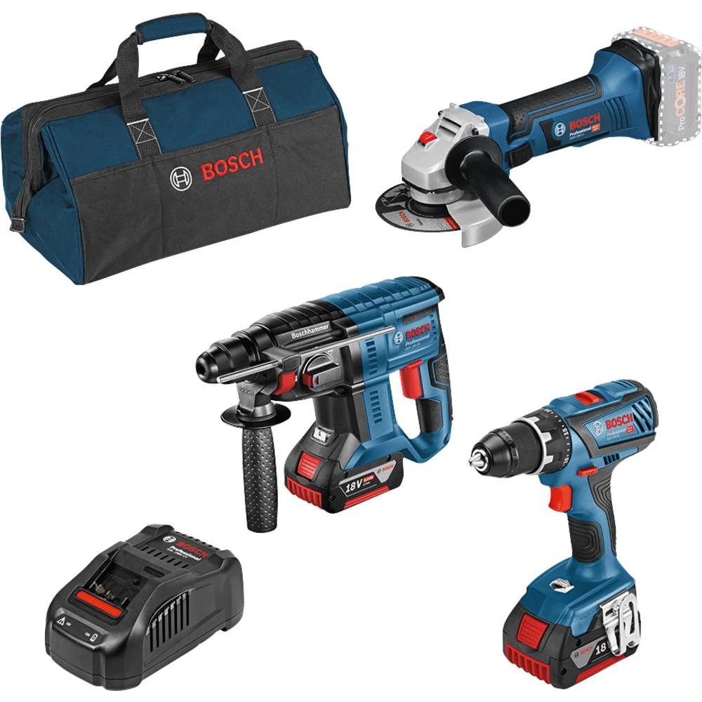 Bosch Professional GSR 18V-28 GBH 18V-20 GWS 18 V-LI GAL 1880 CV -Akumulatorska bušilica, Akumulatorski čekić za rušenje, Kutna slika
