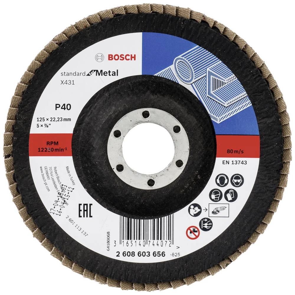 Bosch Accessories 2608603656 X431 lepezasta brusna ploča promjer 125 mm Promjer bušotine 22.33 mm Granulacija 40 čelik 1 slika