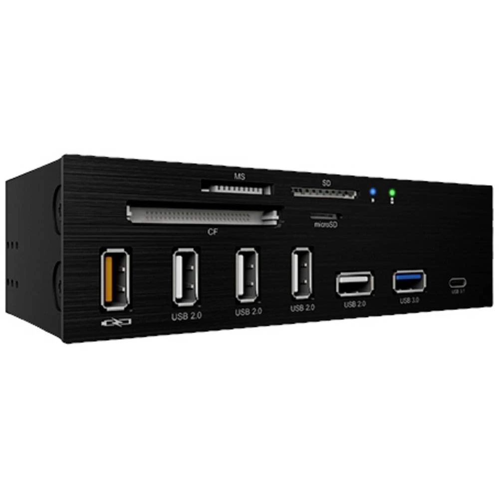 ICY BOX IB-867a vanjski čitač memorijskih kartica microSD, SD, USB-C™, USB 3.2 gen. 1 (USB 3.0), USB 2.0 crna slika