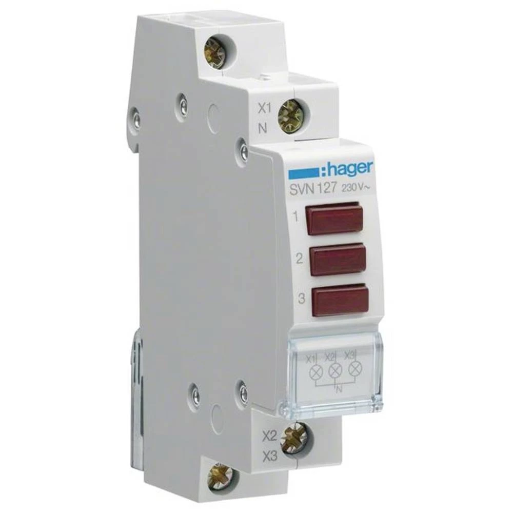 Hager SVN127 LED indikatorska lampica 3 puta crvena 230VAC 1PLE svjetlosni dojavnik crvena 230 V Hager SVN127 slika