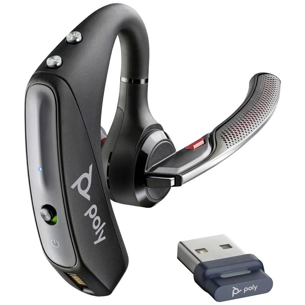 HP Poly Voyager 5200 HiFi In Ear Headset Bluetooth® mono crna kontrola glasnoće, utišavanje mikrofona, otporne na znoj slika