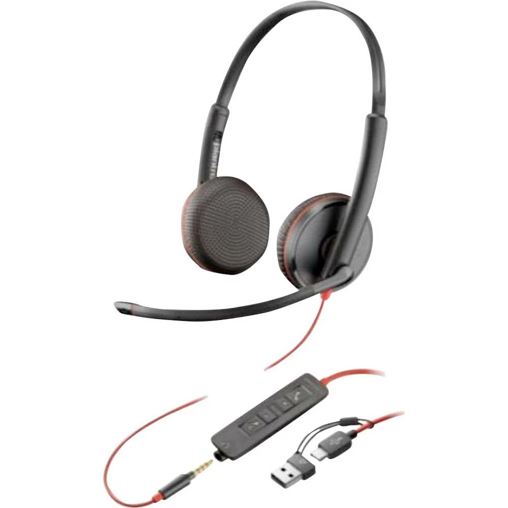 HP Poly Blackwire C3225 računalo  Over Ear Headset žičani stereo crna  slušalice s mikrofonom, kontrola glasnoće, utišav slika