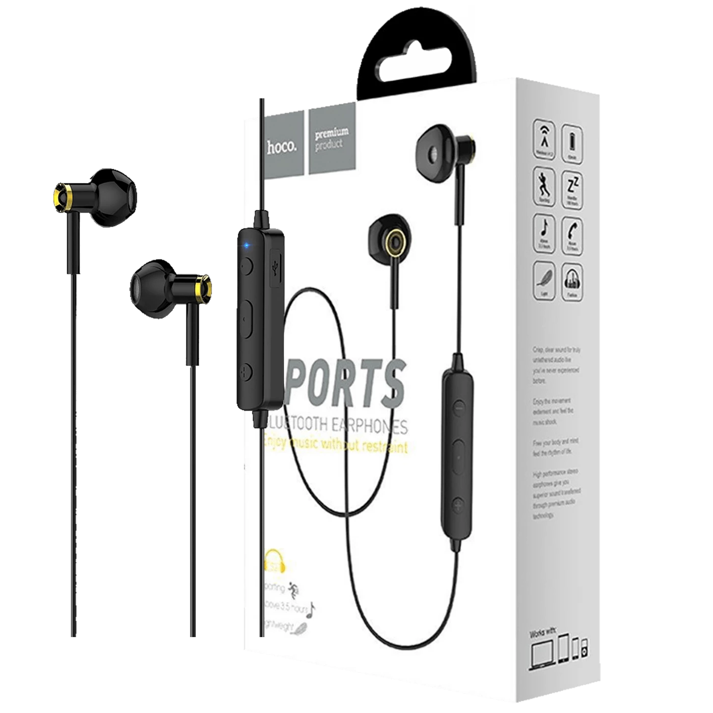 Slušalica bežična, sport, Bluetooth, 80 mAh, 3.5 h, crna slika