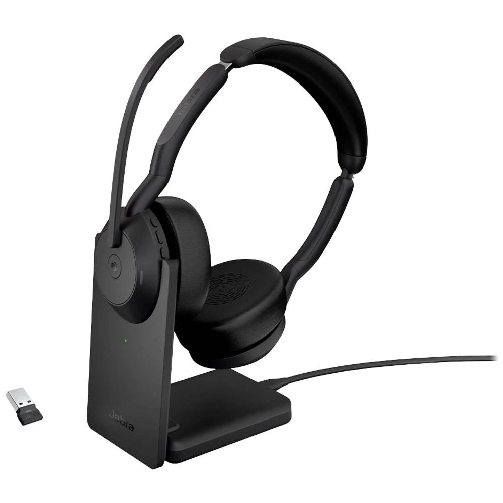 Jabra Evolve2 55 MS Stereo računalo On Ear slušalice Bluetooth® stereo crna smanjivanje šuma mikrofona, poništavanje buk slika