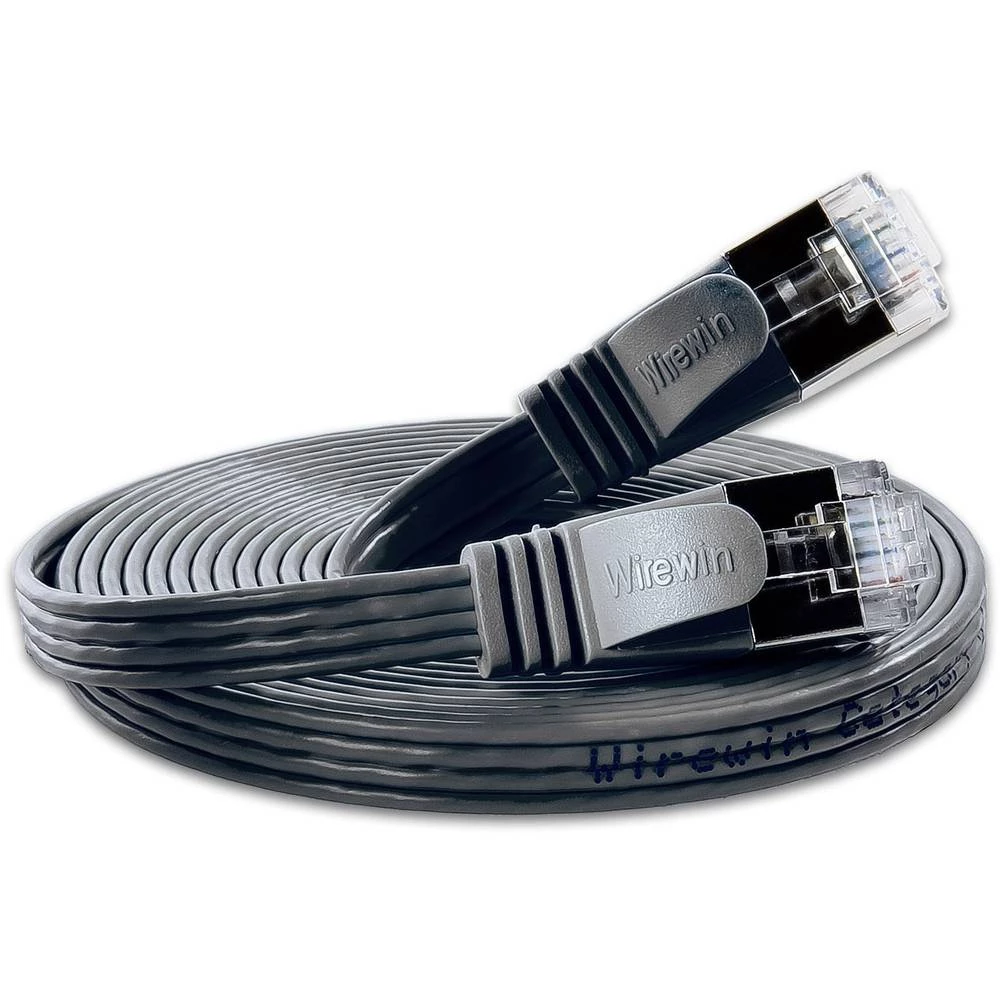 LAN (RJ45) Mreža Priključni kabel CAT 6 U/FTP 1 m Crna plosnati Slim Wirewin slika