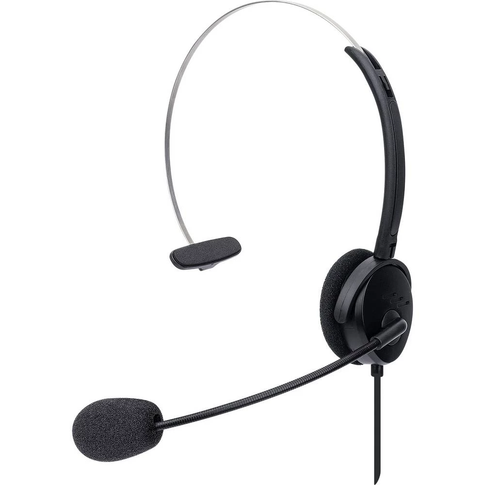 Manhattan Mono USB-Headset On-Ear kabelgebunden USB-A-Stecker Lautstärkeregelung schwarz mono slušalice USB mono, sa vrpcom na ušima crna slika