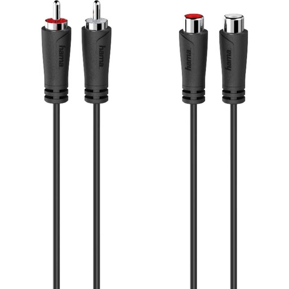 Hama 00205095 Cinch audio priključni kabel [2x muški cinch konektor - 2x ženski cinch konektor] 5 m crna slika