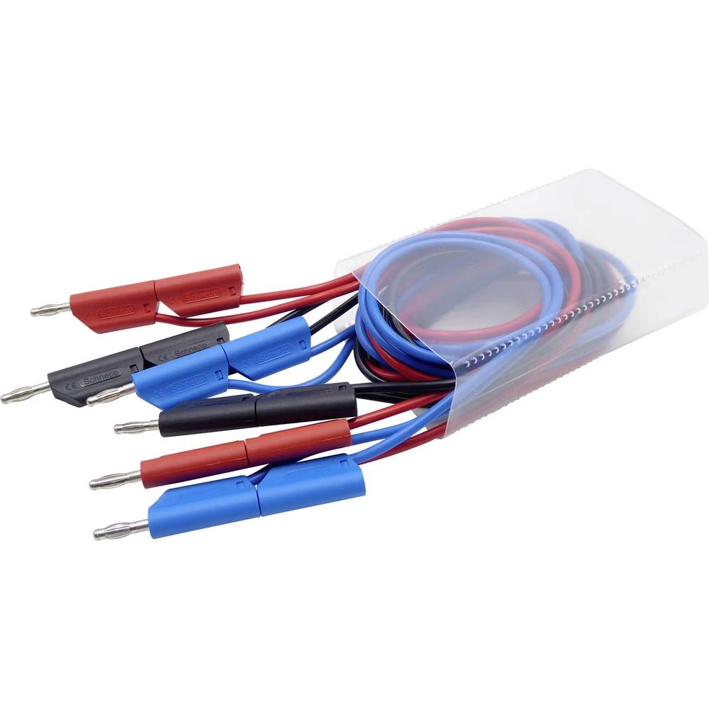 Schnepp 354 000059 komplet sigurnosnih mjernih vodova [banana utikač 4 mm - banana utikač 4 mm] 1.00 m crna, crvena, pla slika