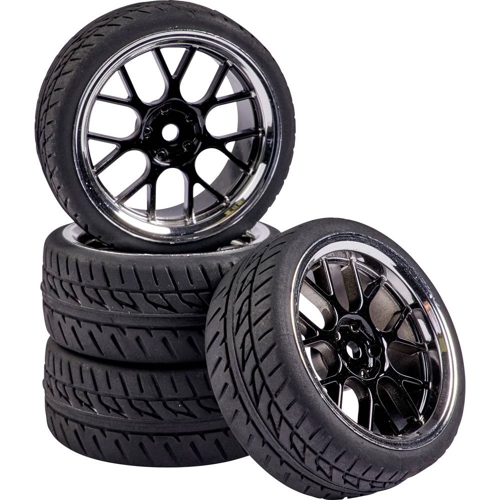 Carson Modellsport 1:10 cestovni model kompletni kotači cestovni profil Y-kraki crno-krom 4 St. slika