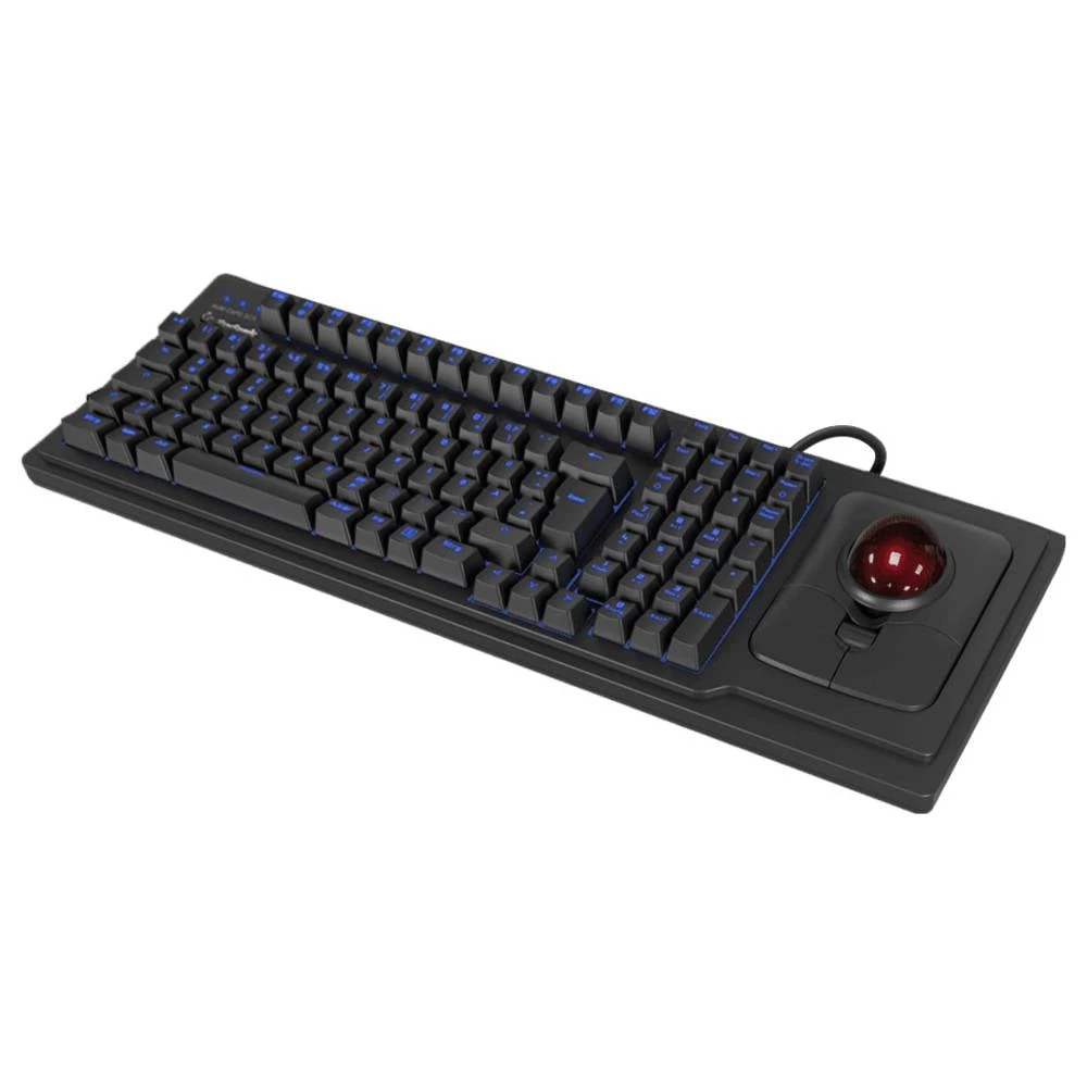 Keysonic KSK-8202ELU-T (UK) žičani tipkovnica UK-engleski, qwerty crna s Trackball, osvjetljen slika