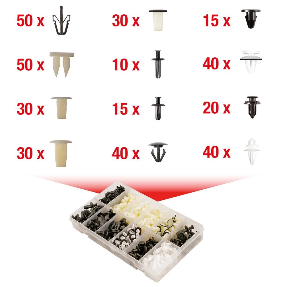KS Tools 420.0500 Set kopči za Mitsubishi, 370 kom slika