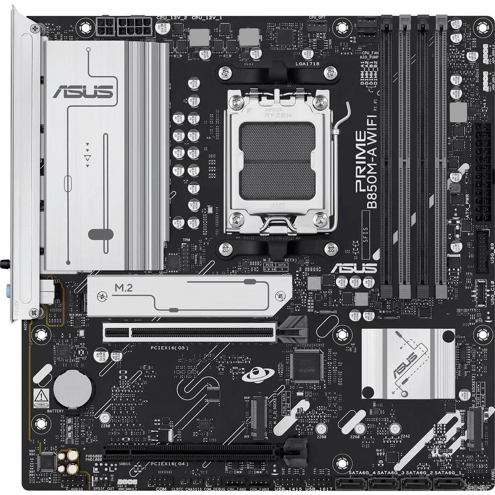 Asus PRIME B850M-A matična ploča Baza #####AMD AM5 Faktor oblika (detalji) Micro-ATX Set čipova matične ploče AMD® B850 slika