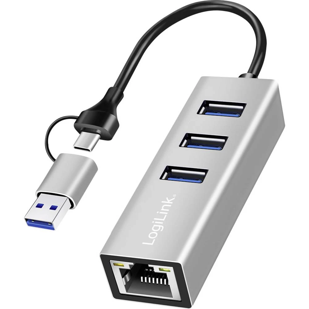 LogiLink UA0440 mrežni adapter/hub 5 GBit/s USB-C® (USB 3.2 Gen 1) slika