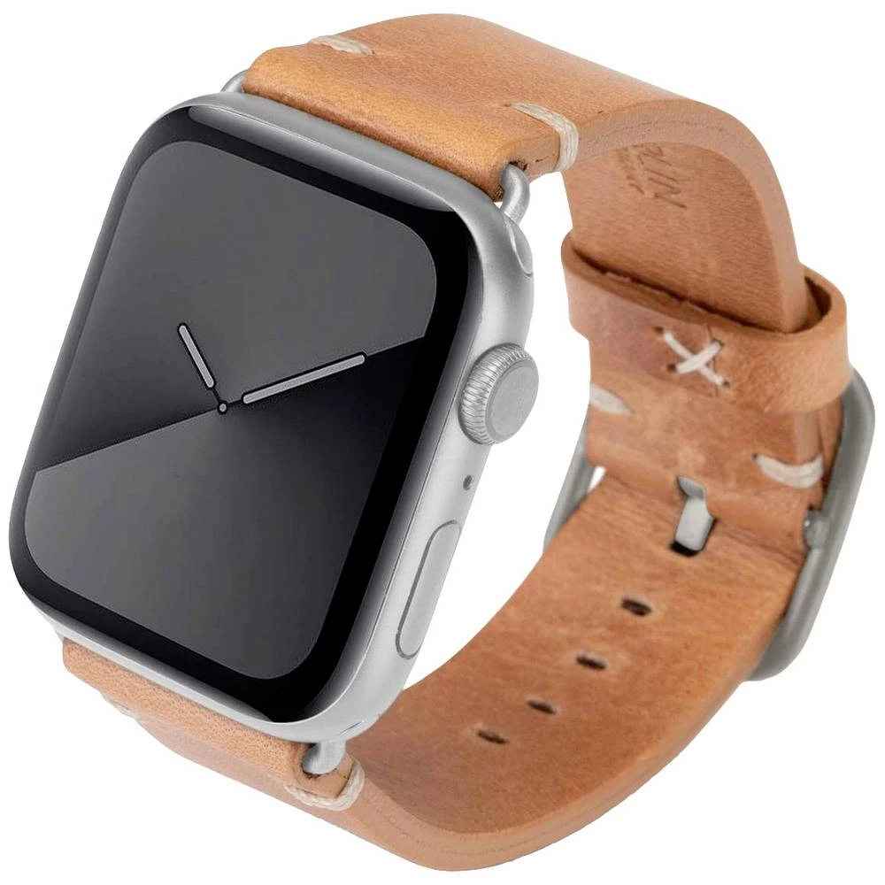 JT Berlin Watch Band Alex Vintage  Apple Watch 44/45 mm  konjak - aluminij srebro  S/M  10640 JT Berlin Alex Vintage kožnati remen 44 mm, 45 mm konjak, srebrna slika