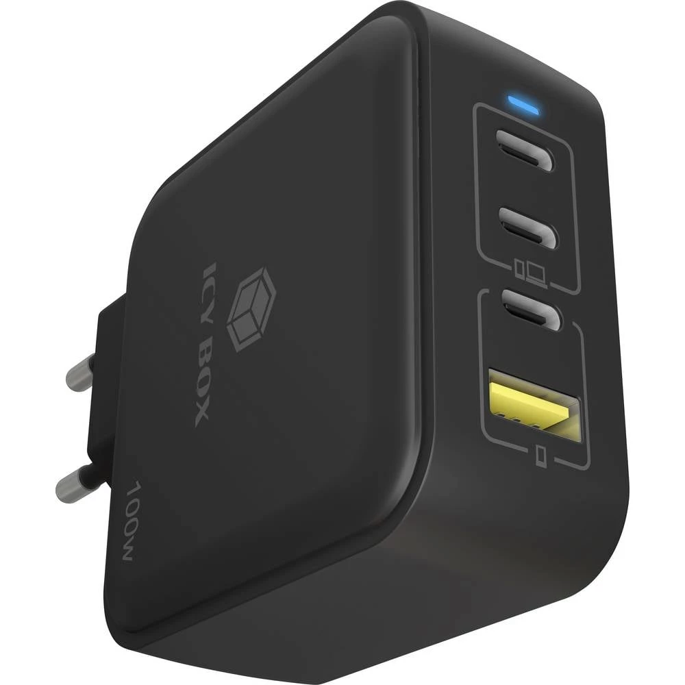 ICY BOX GaN Wandladegerät USB-C adapter 100 W crna slika