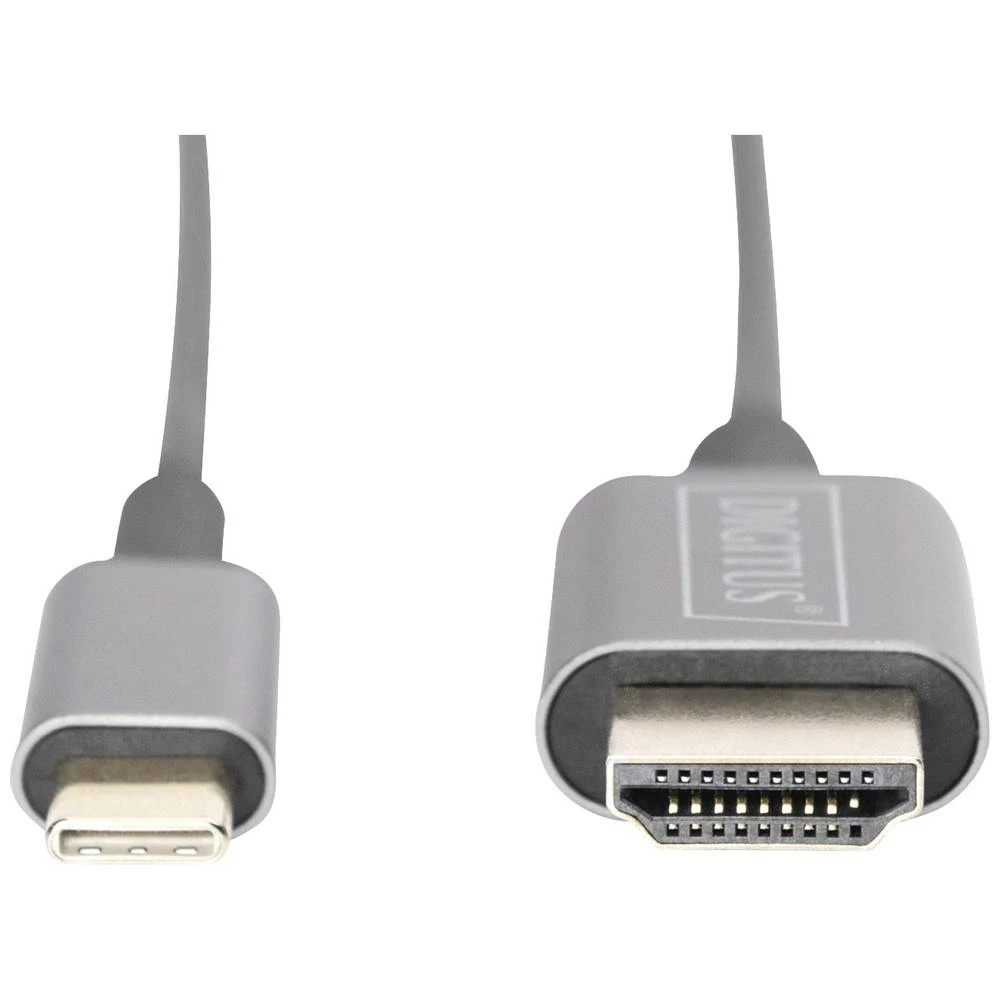 USB Type-C adapter kabel, Type-C na HDMI A M/M, 2.0m, 4K/60Hz, 18GB, CE, crni, zlatni Digitus USB kabel  USB-C™ utikač, HDMI-A utikač 2 m crna  DB-300330-020-S slika