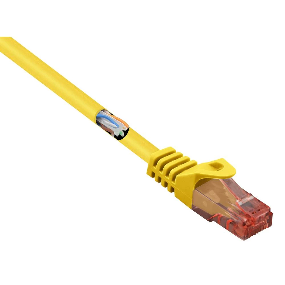 LAN (RJ45) Mreža Priključni kabel CAT 6 U/UTP 10 m Žuta sa zaštitom za nosić, Bez halogena Basetech slika