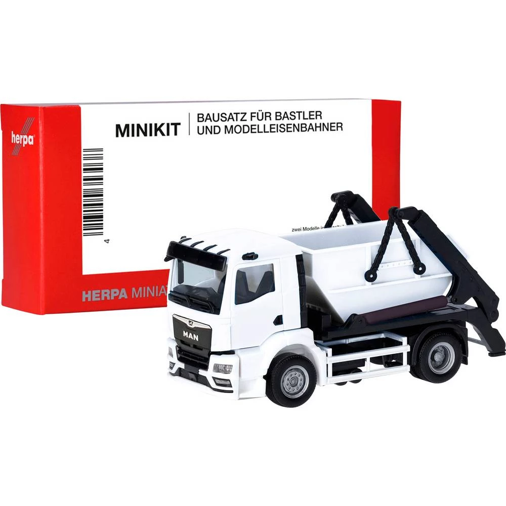 Herpa 013987 h0 model kamiona MAN TGS NN kontejnerski utovarivač AK12, bijeli slika