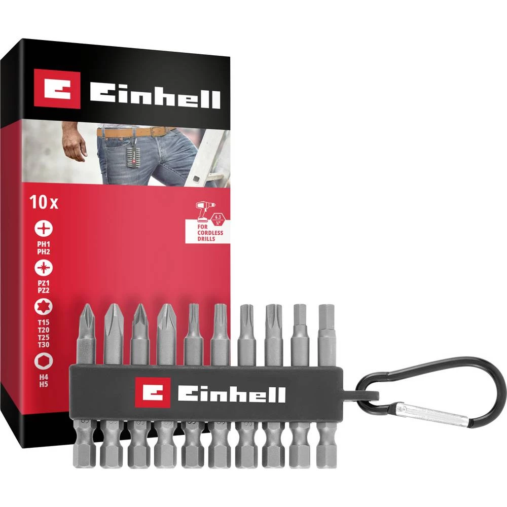 Einhell Karabiner Bit Set 10tlg 118623 bit komplet 1/4" (6.3 mm), PH, PZ, šesterokut, TX slika
