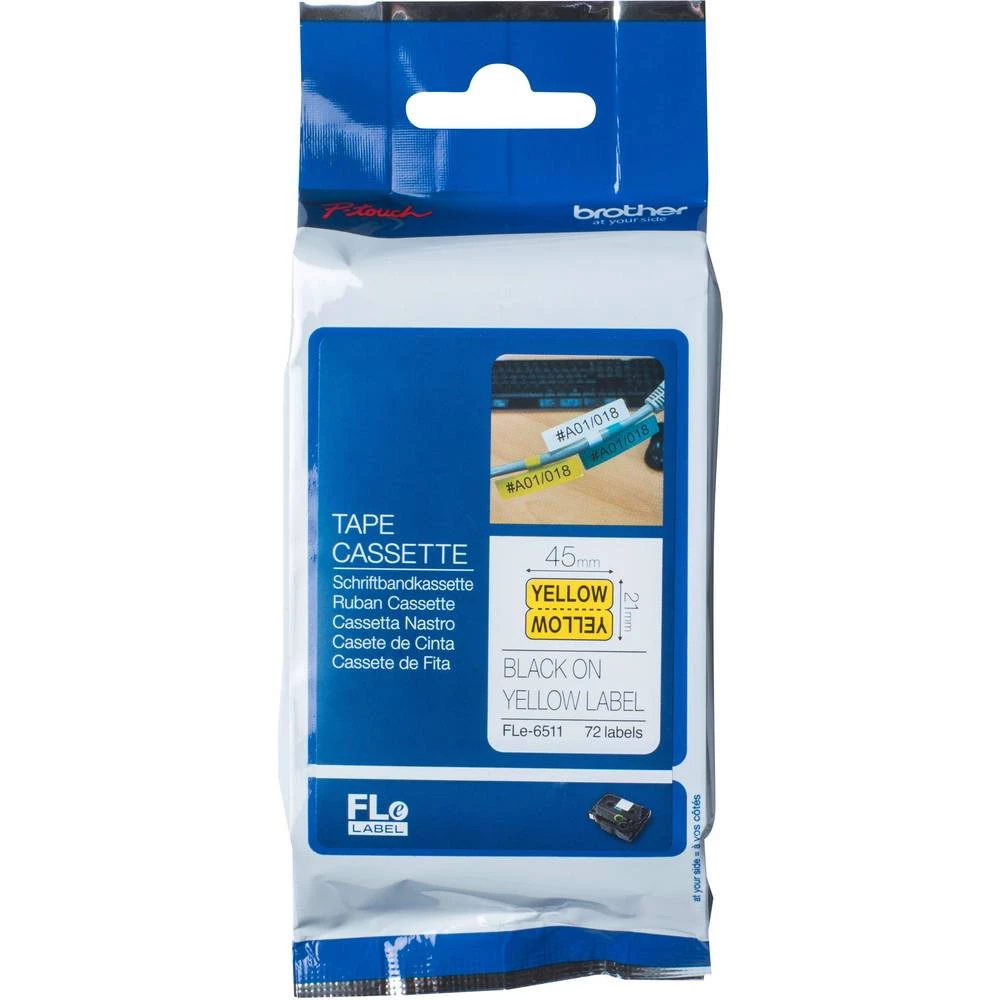 traka za višeslojne oznake kabela   Brother fle FLe-6511  Boja trake: žuta Boja slova:crna slika